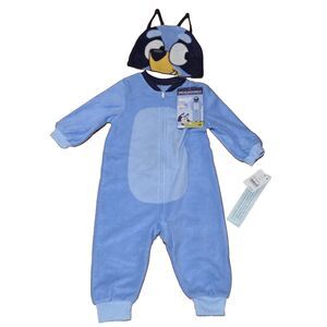 BLUEY Disney Pajamas Boy Girl Costume Size 3T One Piece Sleeper & Hat NEW